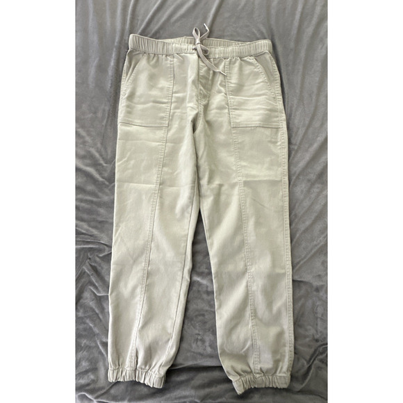 BERKLEY JENSEN Womens Pants Large Khaki Joggers Drawstring Casual Neutral Work - Picture 1 of 12